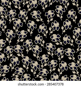 Ditsy flowers background. Elegant two colors floral seamless pattern.