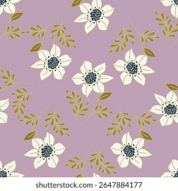 Ditsy Flowers Seamless Pattern. Fashionable print for textiles, wallpaper and packaging.
