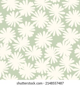 Ditsy flowers vector seamless pattern. Vintage floral surface pattern design. Retro styled botanical background. Chamomile meadow. Field of wild flowers. Modern print for fabric, paper