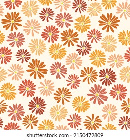 Ditsy flowers vector seamless pattern. Vintage floral surface design. Retro styled botanical background. Chamomile meadow. Field of wild flowers. Modern print for fabric, paper