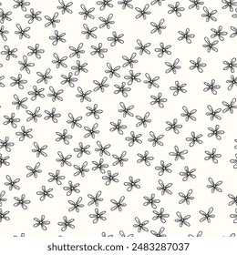 Ditsy flowers vector seamless pattern. Vintage floral surface design. Retro styled botanical background. Chamomile meadow. Field of wild flowers. Modern print for fabric, paper