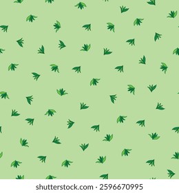 Ditsy Leaves as Blenders in Bright Summer Green Scattered on Pastel Mint Green background creating a seamless pattern print background