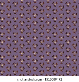 Ditsy leaves seamless pattern. Hand drawn nature background. Brown purple leaf color muted tones. All over print for fall autumn textile. Vector repeat eps10