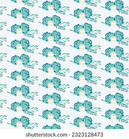 Ditsy liberty style seamless patterns. Set of summer daisy flowers in white and blue. Simple flat modern drawing. Floral texture collection for textile and fashion design. Spring botanical print.