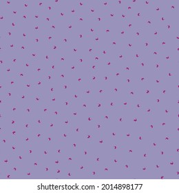 Ditsy love heart vector seamless background pattern in boho style. Purple monochrome flower hearts dense backdrop. Simple folk art floral hearts scattered repeat. For cottage decor, baby shower