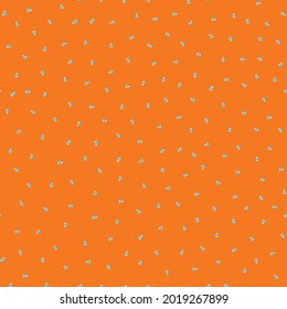 Ditsy liebe Herz, Vektorgrafik nahtloser Hintergrund Muster im Boho-Stil. Orangefarbene, einfarbige Blumentherzen, dichte Kulisse. Einfache Volkskunst-Blumentherzen verstreut wiederholen. Für tropische Ferien, Strand-Urlaubskonzept