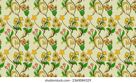 Ditsy pattern  floral seamless texture. Abstract background with simple small blue flowers, leaves. Liberty style wallpapers. Subtle ornament. Elegant repeat design for decor, fabric, print