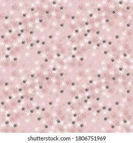 Ditsy pattern. Vector seamless texture with small scattered pretty flowers, subtle daisies. Liberty style millefleurs. Simple floral background. Elegant ornament. Pink color. Cute repeat design