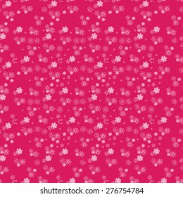 Ditsy Pink Daisy Flower - Seamless Repeat Wallpaper