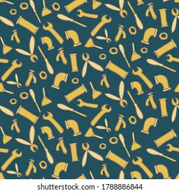 Ditsy plumbing tools seamless vector pattern. repair themed surface print design for fabrics, stationery, scrapbook, gift wrap, and packaging.