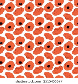 Ditsy poppy flower pattern vector design on white background