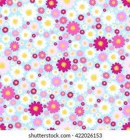 Ditsy print design. Flower seamless pattern. Small daisies background svg