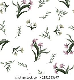 Ditsy seamless floral pattern. Wild flowers