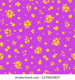 Ditsy seamless pattern. Cute floral textile print. Hand drawn botanical background. Two colored sustainability surface design