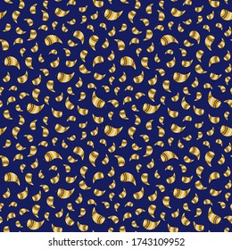 Ditsy seamless pattern whimsy striped budds with stem and dots ornaments vivid bright yellow brown blue on dark blue background  cartoon style, handrawn for giftwrap textile wallpaper surface pattern 