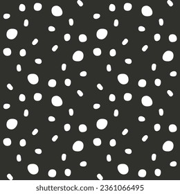 Ditsy seamless pattern with white dots on black background