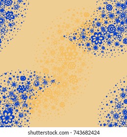 Ditsy Seamless Texture. Floral Background with Tiny Hand Drawn Flowers. Rapport for Cloth, Dress, Wallpaper, Textile. Small Doodle Flowers in Wavy Ornament. Vector