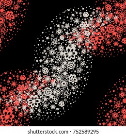 Ditsy Seamless Texture. Floral Background with Tiny Hand Drawn Flowers. Rapport for Cloth, Dress, Wallpaper, Textile. Small Doodle Flowers in Wavy Ornament. Vector