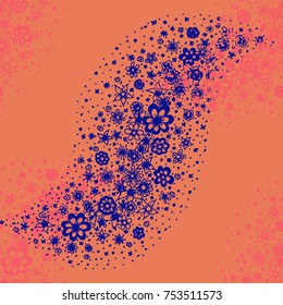 Ditsy Seamless Texture. Floral Background with Tiny Hand Drawn Flowers. Rapport for Cloth, Dress, Wallpaper, Textile. Small Doodle Flowers in Wavy Ornament. Vector