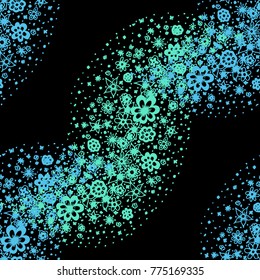 Ditsy Seamless Texture. Floral Background with Tiny Hand Drawn Flowers. Rapport for Cloth, Dress, Wallpaper, Textile. Small Doodle Flowers in Wavy Ornament. Vector