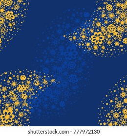 Ditsy Seamless Texture. Floral Background with Tiny Hand Drawn Flowers. Rapport for Cloth, Dress, Wallpaper, Textile. Small Doodle Flowers in Wavy Ornament. Vector