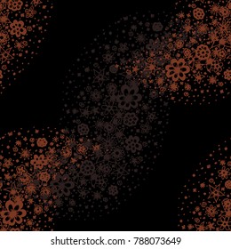 Ditsy Seamless Texture. Floral Background with Tiny Hand Drawn Flowers. Rapport for Cloth, Dress, Wallpaper, Textile. Small Doodle Flowers in Wavy Ornament. Vector