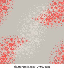 Ditsy Seamless Texture. Floral Background with Tiny Hand Drawn Flowers. Rapport for Cloth, Dress, Wallpaper, Textile. Small Doodle Flowers in Wavy Ornament. Vector