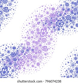 Ditsy Seamless Texture. Floral Background with Tiny Hand Drawn Flowers. Rapport for Cloth, Dress, Wallpaper, Textile. Small Doodle Flowers in Wavy Ornament. Vector
