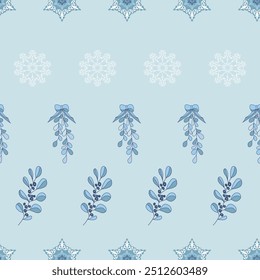 Ditsy Snowflake Blue,Blue monochrome, whites, Beige colours ,seamless pattern ,prints background