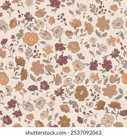 Ditsy style background of small flowers.Stock vector for printing on surfaces and web design.