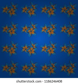 Ditsy style. Flower vector seamless pattern in vintage style. Hand drawn vector illustration. Small flowers in blue, orange and brown colors.