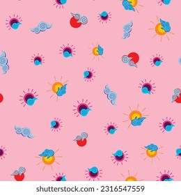 Ditsy sun summer seamless pattern vector illustration design