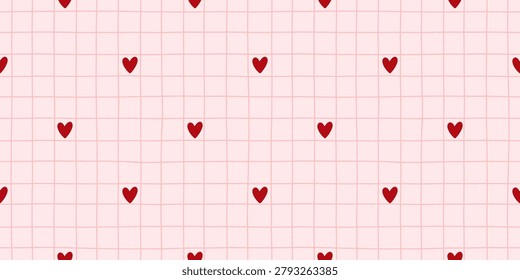 Ditsy texture seamless with bow bg heart for background cute checkered. Pattern abstract vector with repeat linen simple for drawn stripe galentine. Vintage graphic baby with valentine vichy.