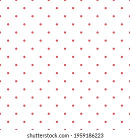 Ditsy vector polka dot seamless pattern background. Small circles bright red white backdrop. Regular geometric repeat confetti design. All over print for summer or birthday party celebration concept