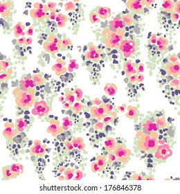 Ditsy watercolor flowers ~ seamless vector background