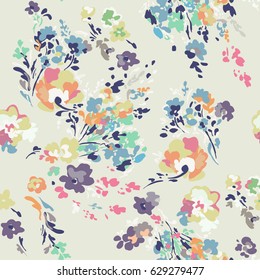 Ditsy watercolor style flowers - seamless background