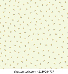 Ditzy buttercup vector seamless pattern background. Hand-drawn tiny yellow green floral repeat backdrop. Perennial herbaceous garden flower scattered design.Cute all over print baby, kids