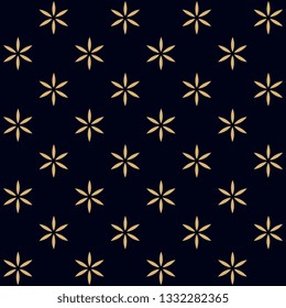 Ditzy floral motif navy blue provence pattern. Simple geometric all over design. Small flowers decorative print block for patchwork fabric, interior wallpaper, apparel textile, accessories, swimwear.