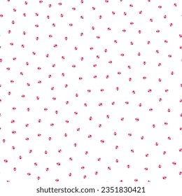 Ditzy pink ladybugs seamless vector pattern background. Kawaii carton ladybird characters dense scattered backdrop. All over print for summer, baby, girls. Ladybug motif for packaging