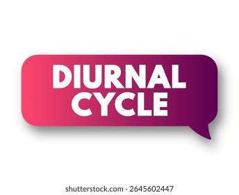 Diurnal Cycle is any pattern that recurs every 24 hours as a result of one full rotation of the planet Earth around its axis, text concept message bubble