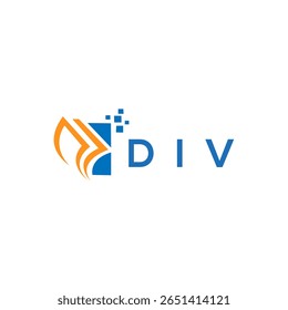 Design de logotipo de contabilidade de reparo de crédito DIV em fundo branco. Iniciais criativas DIV Crescimento gráfico letra logotipo conceito. Design do logotipo de finanças empresariais DIV.
