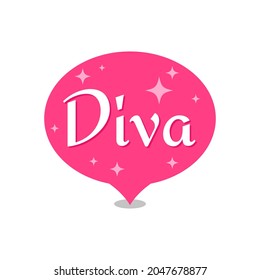 Diva Model Female Star Singer Princess Actress Speech Text Design Vector