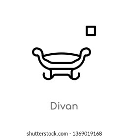 divan vector line icon. Simple element illustration. divan outline icon from furniture concept. Can be used for web and mobile