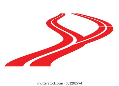 Divarication  vector illustration - winding road silhouette. Forked road sign. Road stock clip art. Road icon. Abstract road as symbol of choice, danger. Isolated on white. Eps 10.