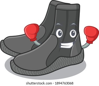 Dive booties Caricature character design as a champion of boxing competition