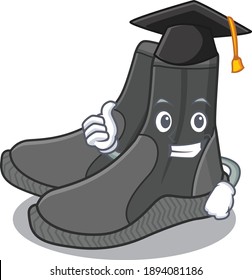 Dive booties caricature picture design with hat for graduation ceremony