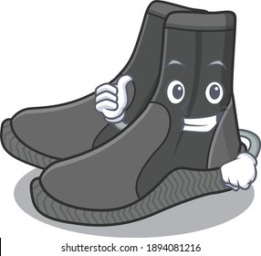 Dive booties cartoon picture design showing OK finger pose