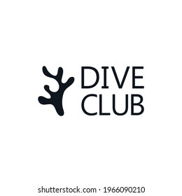 Dive club logo icon sign Coral reef scuba symbol Diving community school Hand drawn Cartoon modern design Abstract style Fashion print clothes greeting invitation card cover flyer poster banner ad