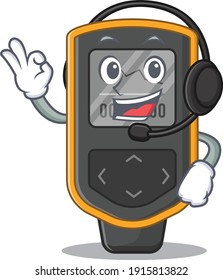 Dive computer caricature character concept wearing headphone