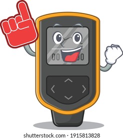 Dive computer in cartoon picture design with Foam finger